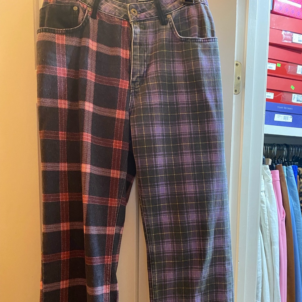 The Ragged Priest Purple Plaid Ankle Jeans